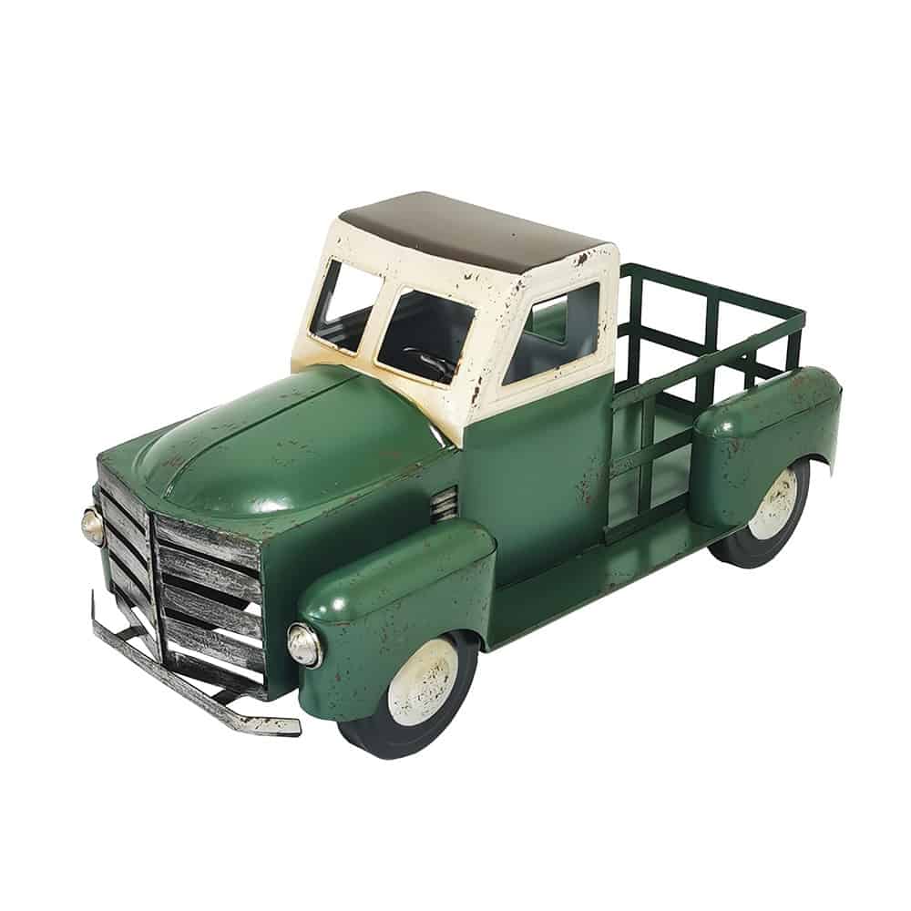Camion de ferme vert en métal vintage