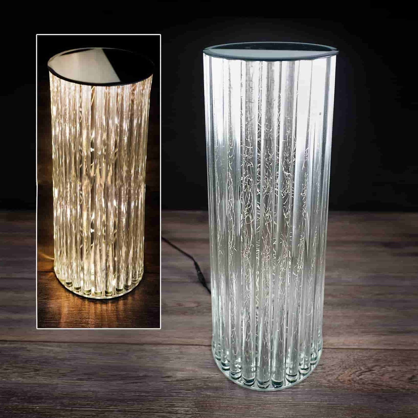 Table basse en verre et lumières LED