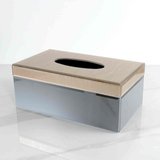 Boite à mouchoirs en miroir gris et or