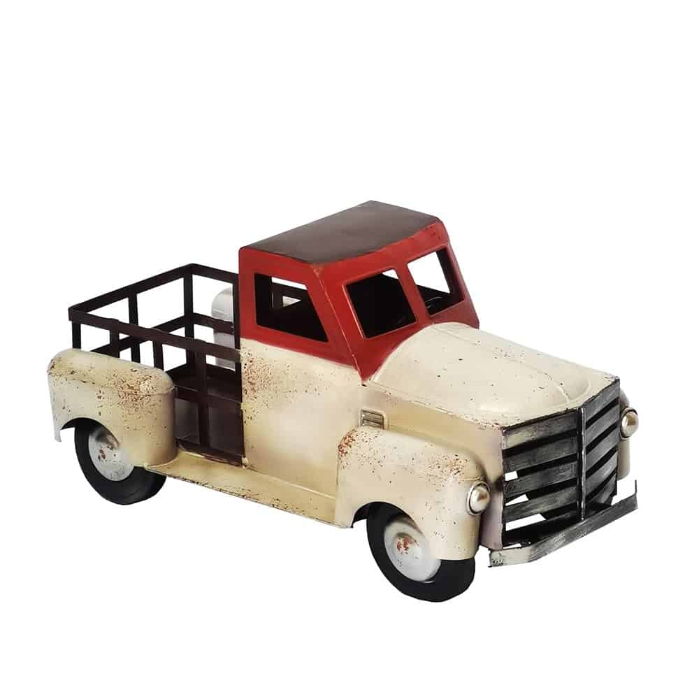 Camion de ferme blanc en métal vintage