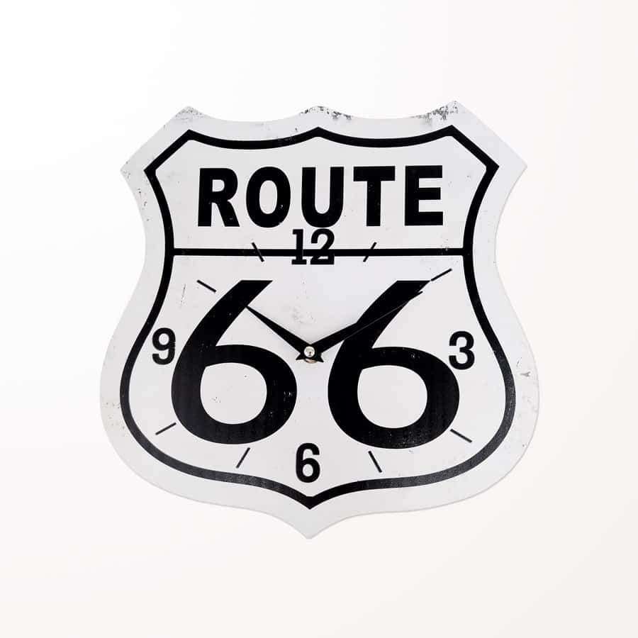 Horloge murale route 66 noir et blanc