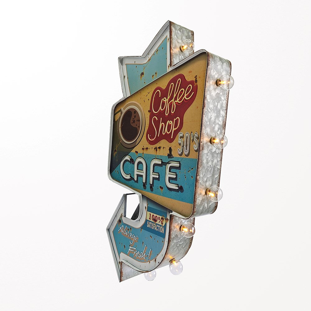 Enseigne lumineuse en métal café